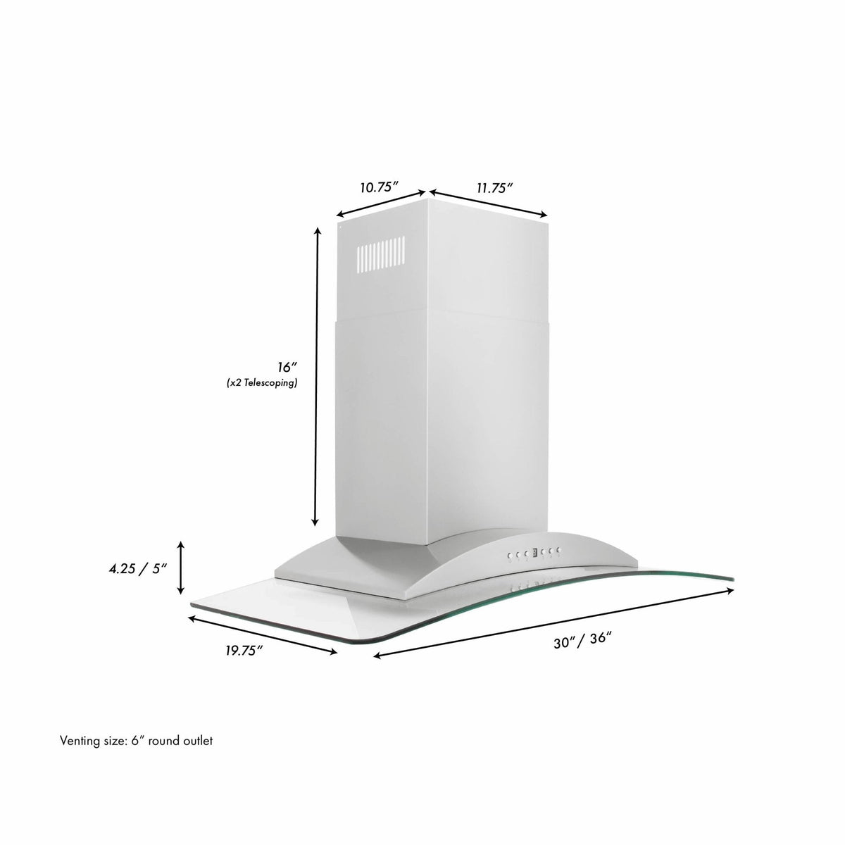 ZLINE Wall Mount Range Hood in Stainless Steel & Glass - KN