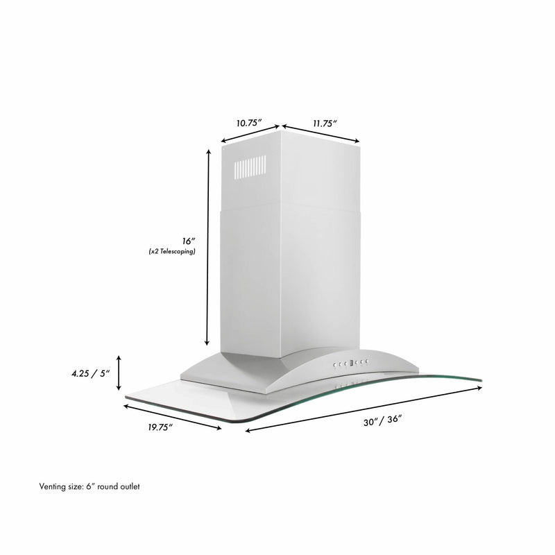 ZLINE Wall Mount Range Hood in Stainless Steel & Glass - KN
