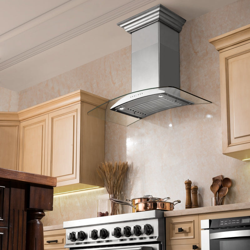 ZLINE Wall Mount Range Hood in Stainless Steel & Glass - KN