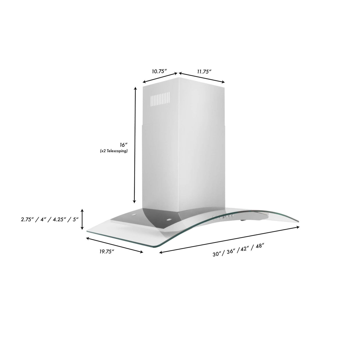 ZLINE Wall Mount Range Hood in Stainless Steel & Glass - KN4