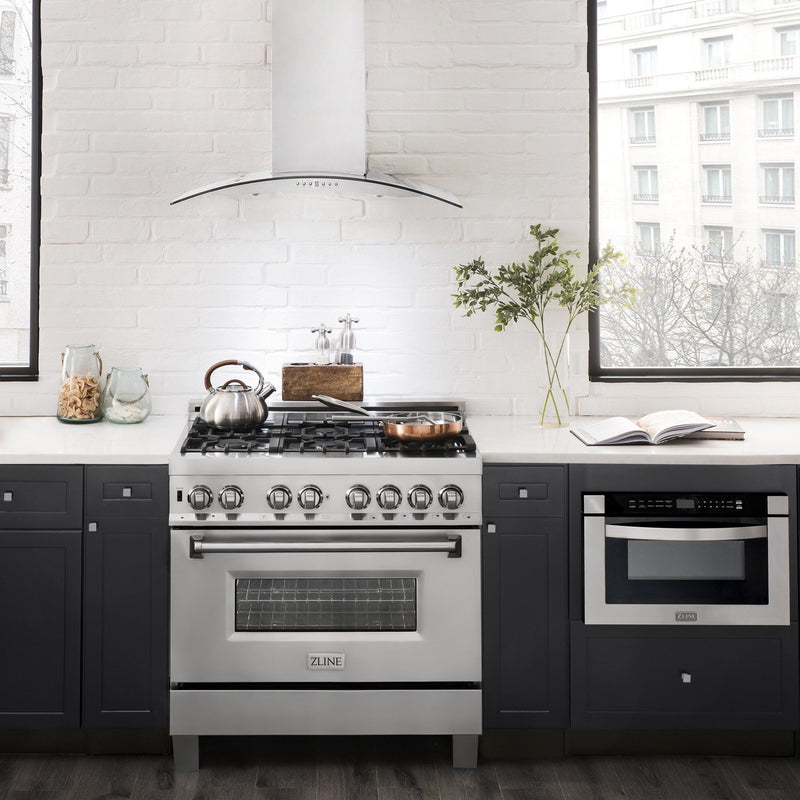 ZLINE Wall Mount Range Hood in Stainless Steel & Glass - KN4