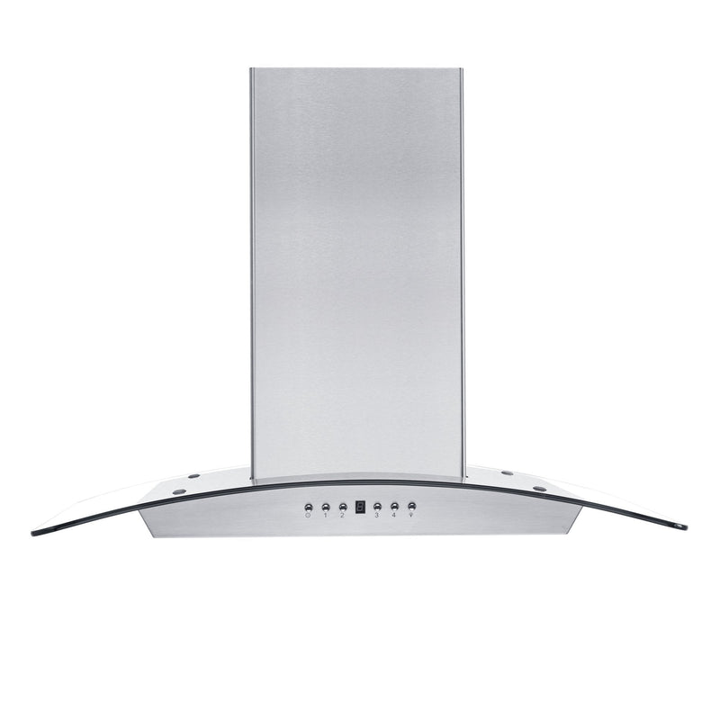 ZLINE Wall Mount Range Hood in Stainless Steel & Glass with Crown Molding - KZCRN