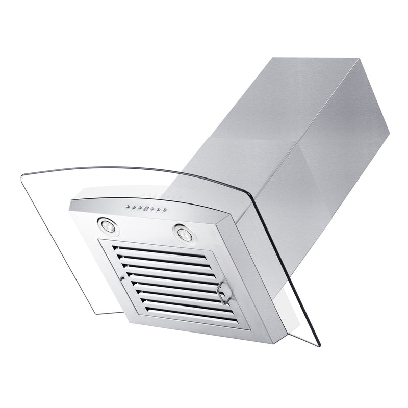ZLINE Wall Mount Range Hood in Stainless Steel & Glass with Crown Molding - KZCRN
