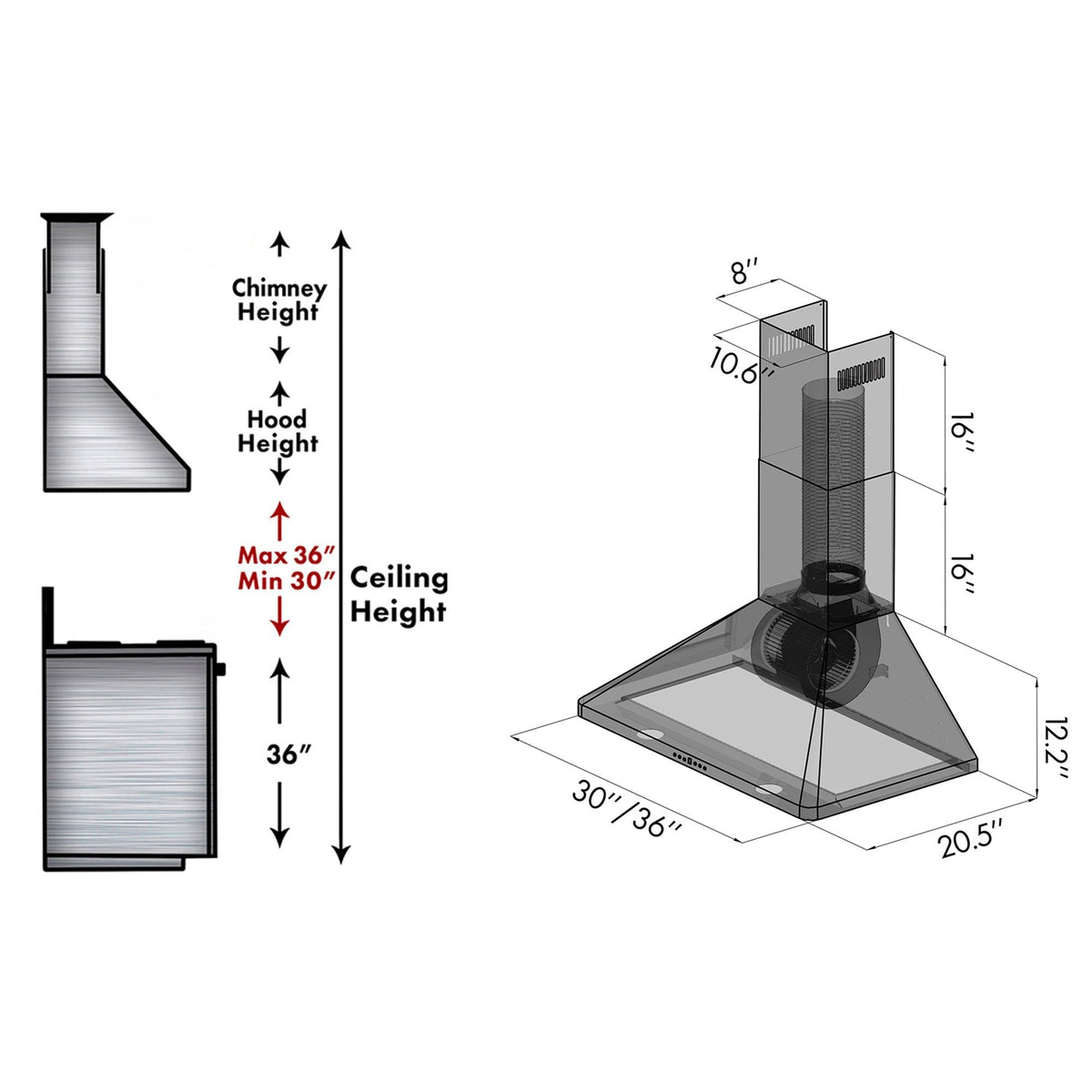 ZLINE Wall Mount Range Hood in Stainless Steel - KF1