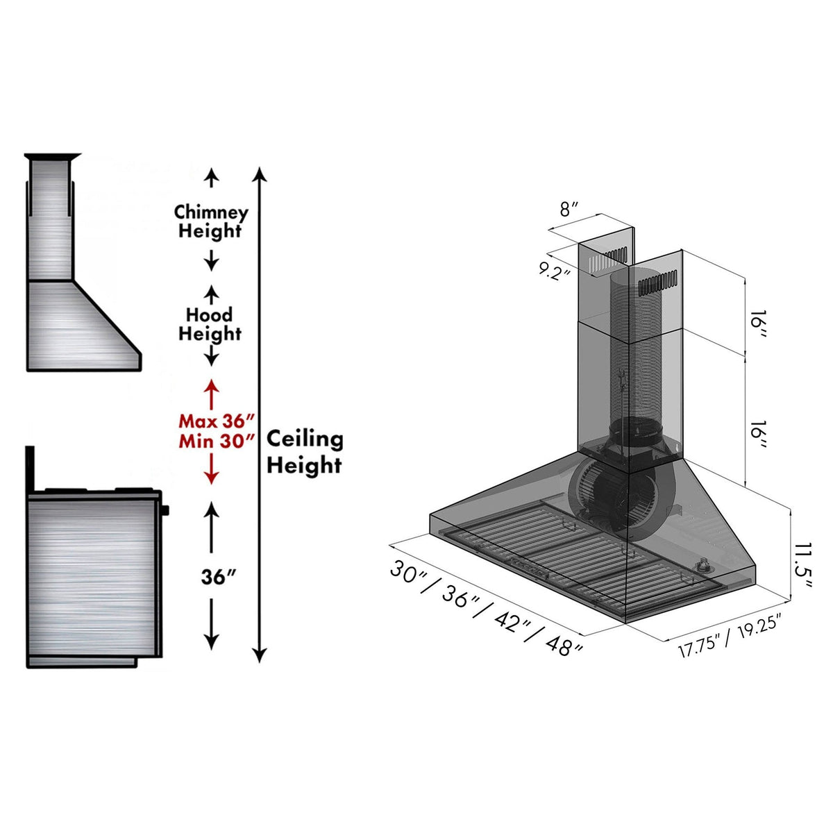 ZLINE Wall Mount Range Hood in Stainless Steel 