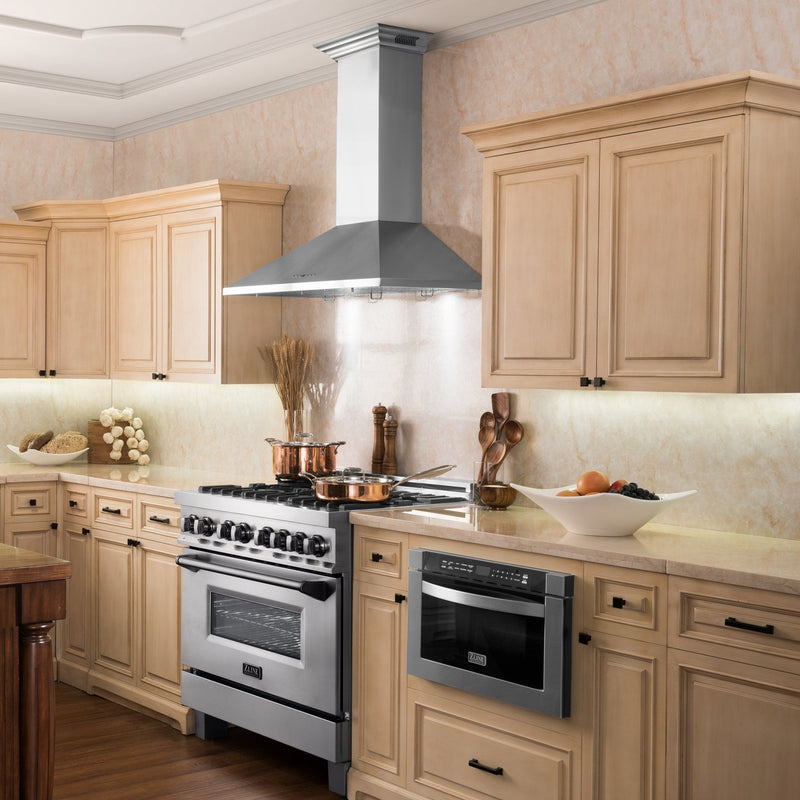 ZLINE Wall Mount Range Hood in Stainless Steel with Built-in CrownSound Bluetooth Speakers - KL2CRN-BT