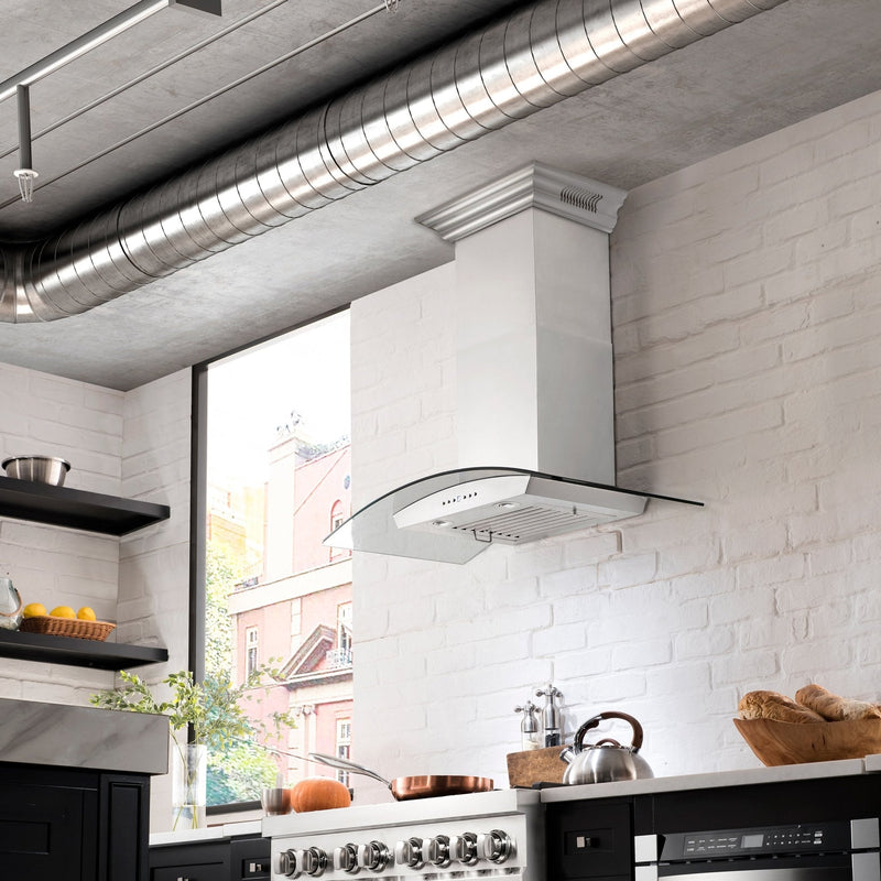 ZLINE Wall Mount Range Hood in Stainless Steel with Built-in CrownSound Bluetooth Speakers - KZCRN-BT