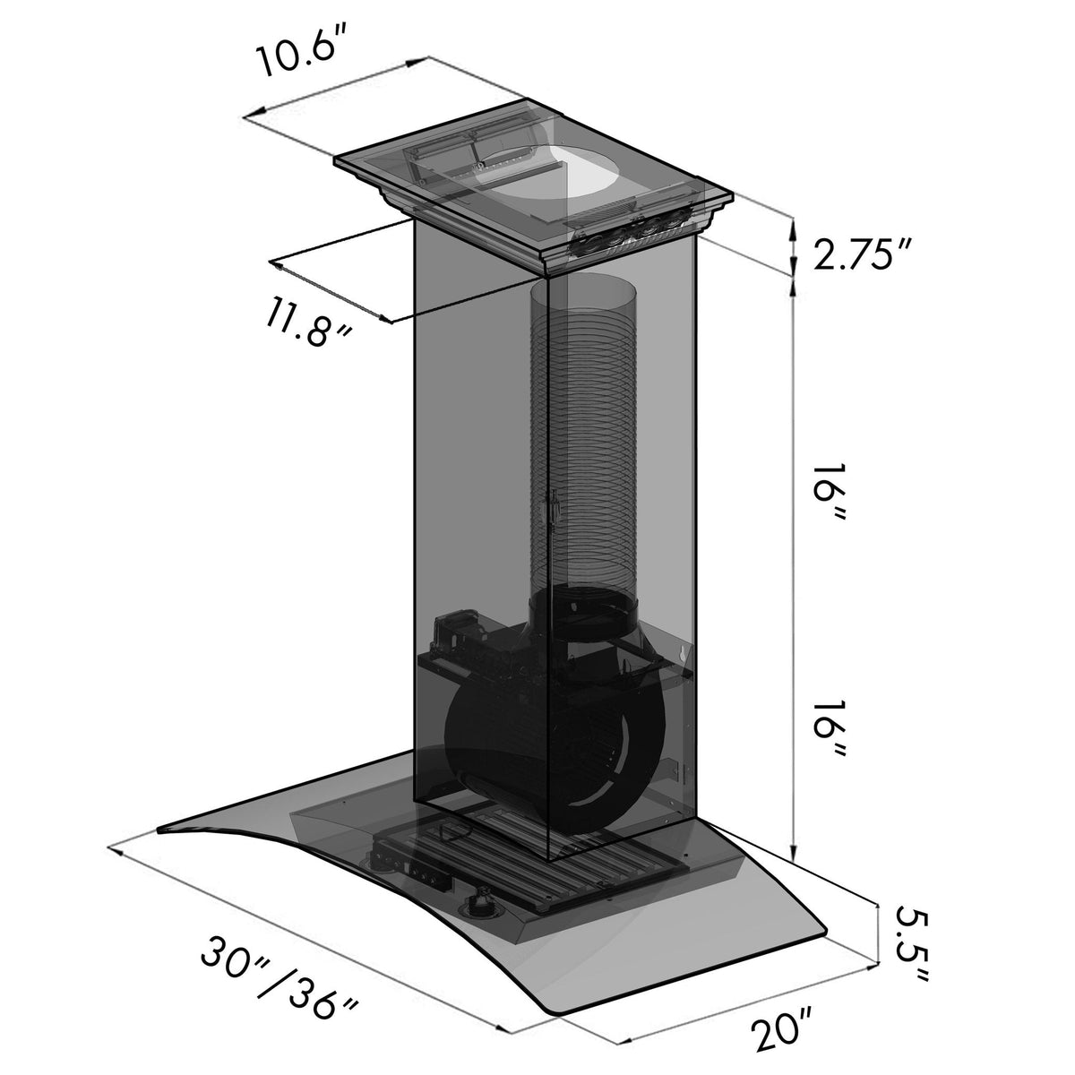ZLINE Wall Mount Range Hood in Stainless Steel with Built-in CrownSound Bluetooth Speakers - KZCRN-BT