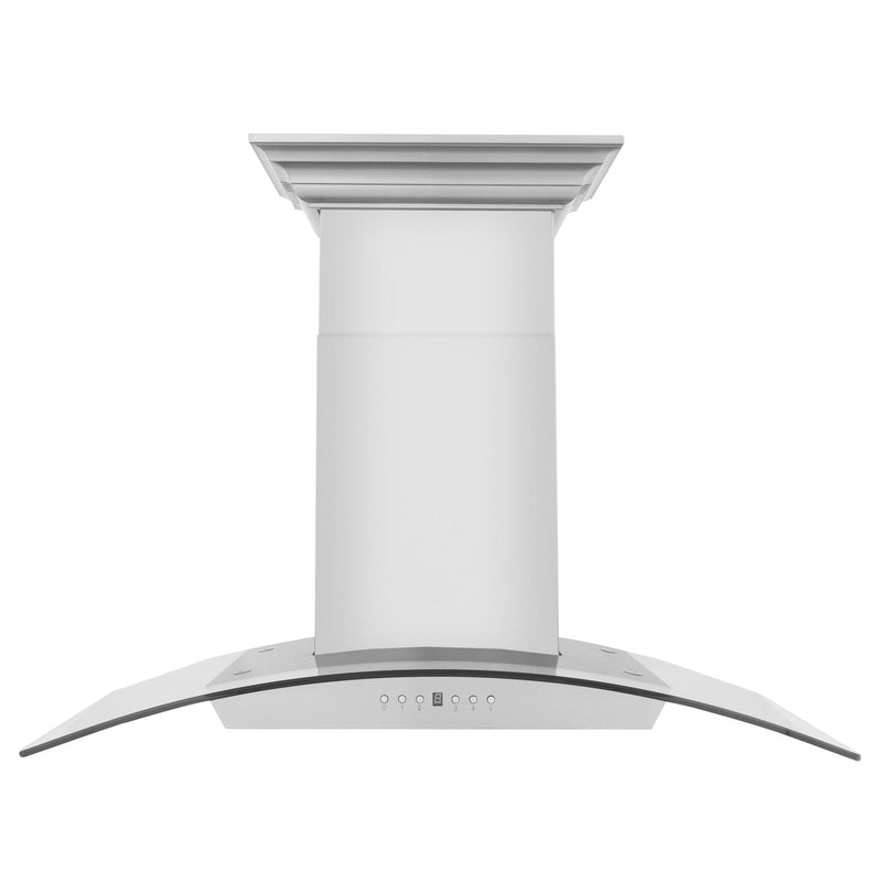 ZLINE Wall Mount Range Hood in Stainless Steel with Built-in CrownSound Bluetooth Speakers - KZCRN-BT