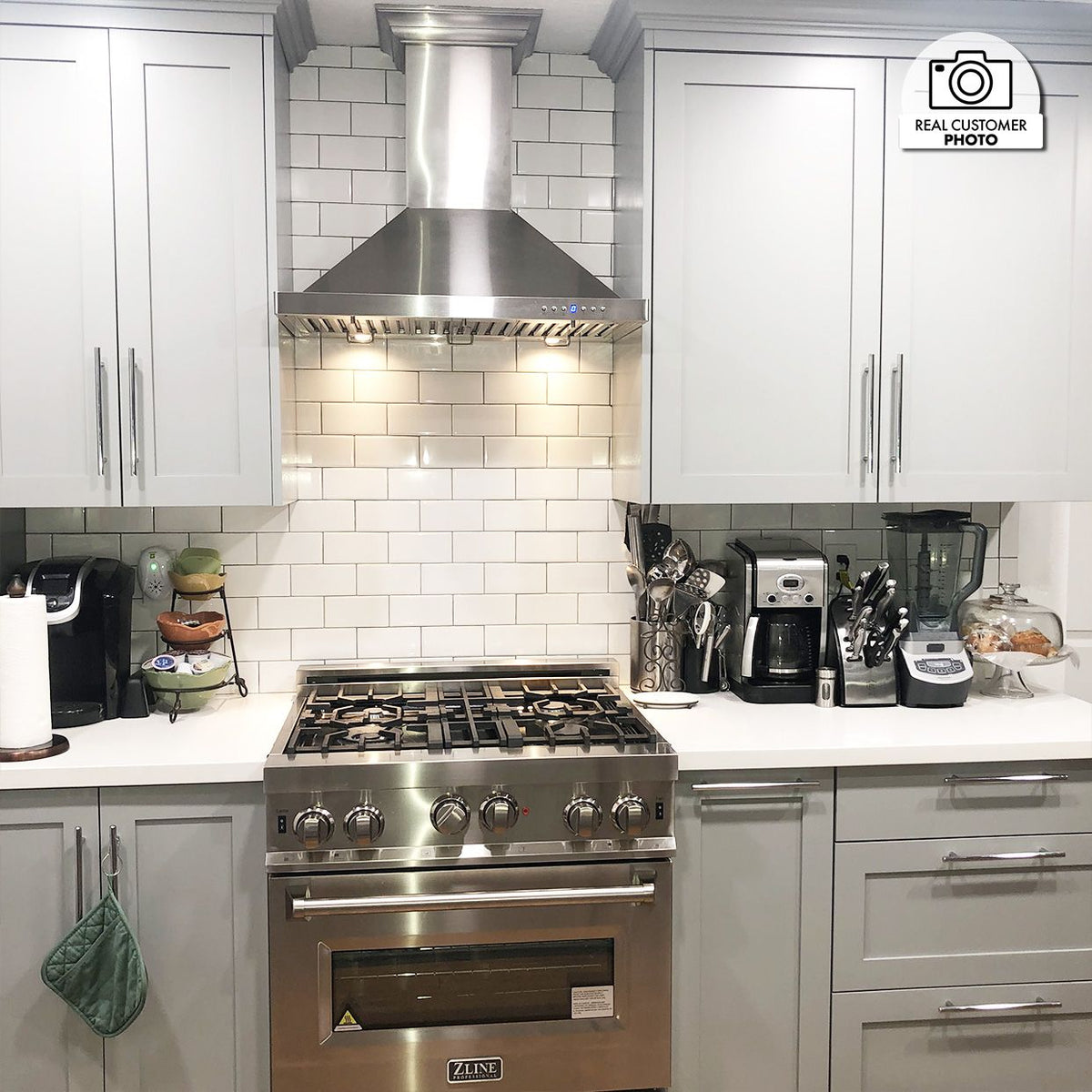 ZLINE Wall Mount Range Hood in Stainless Steel with Crown Molding