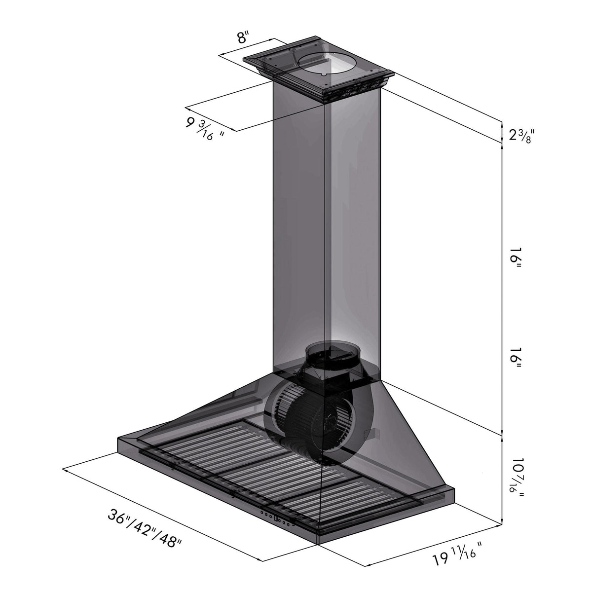 ZLINE Wall Mount Range Hood in Stainless Steel with Crown Molding