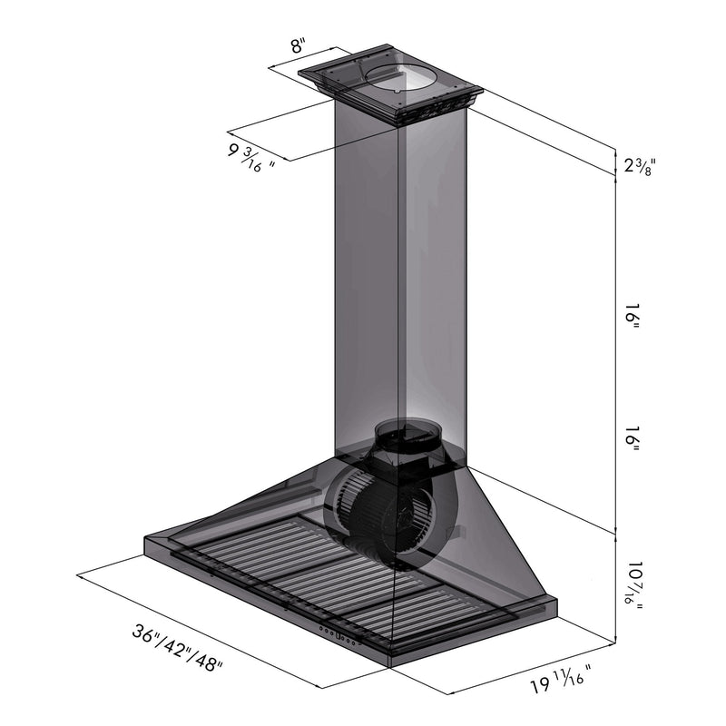 ZLINE Wall Mount Range Hood in Stainless Steel with Crown Molding