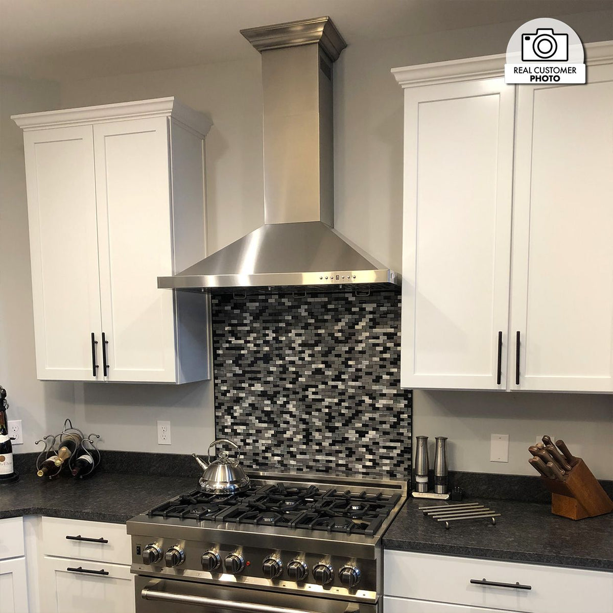 ZLINE Wall Mount Range Hood in Stainless Steel with Crown Molding