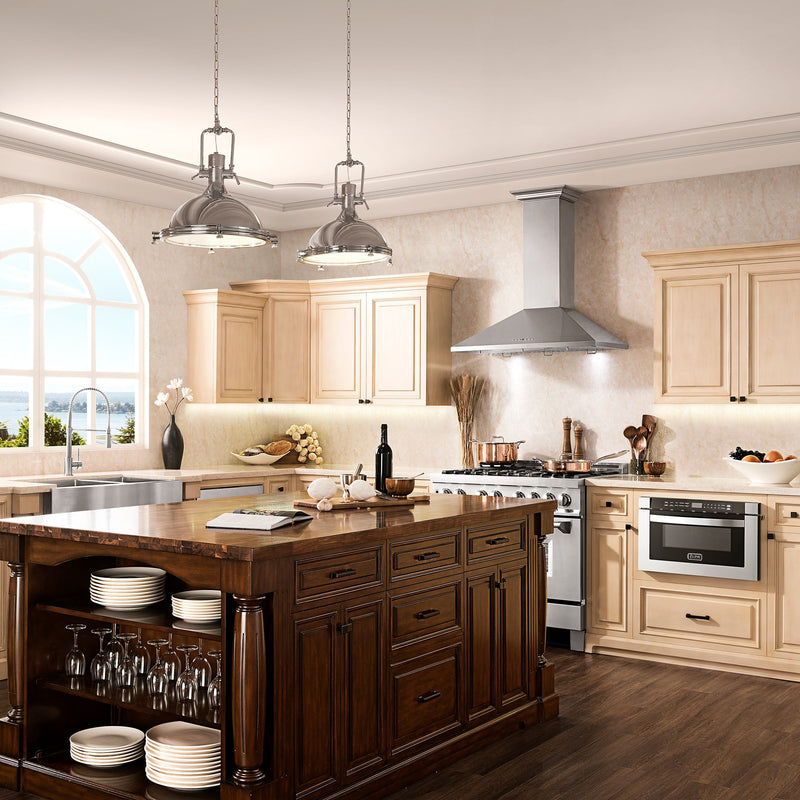 ZLINE Wall Mount Range Hood in Stainless Steel with Crown Molding - KL2CRN