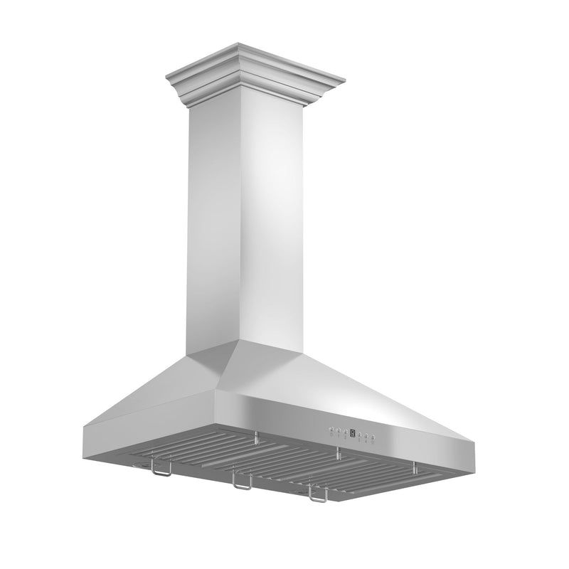 ZLINE Wall Mount Range Hood in Stainless Steel with Crown Molding