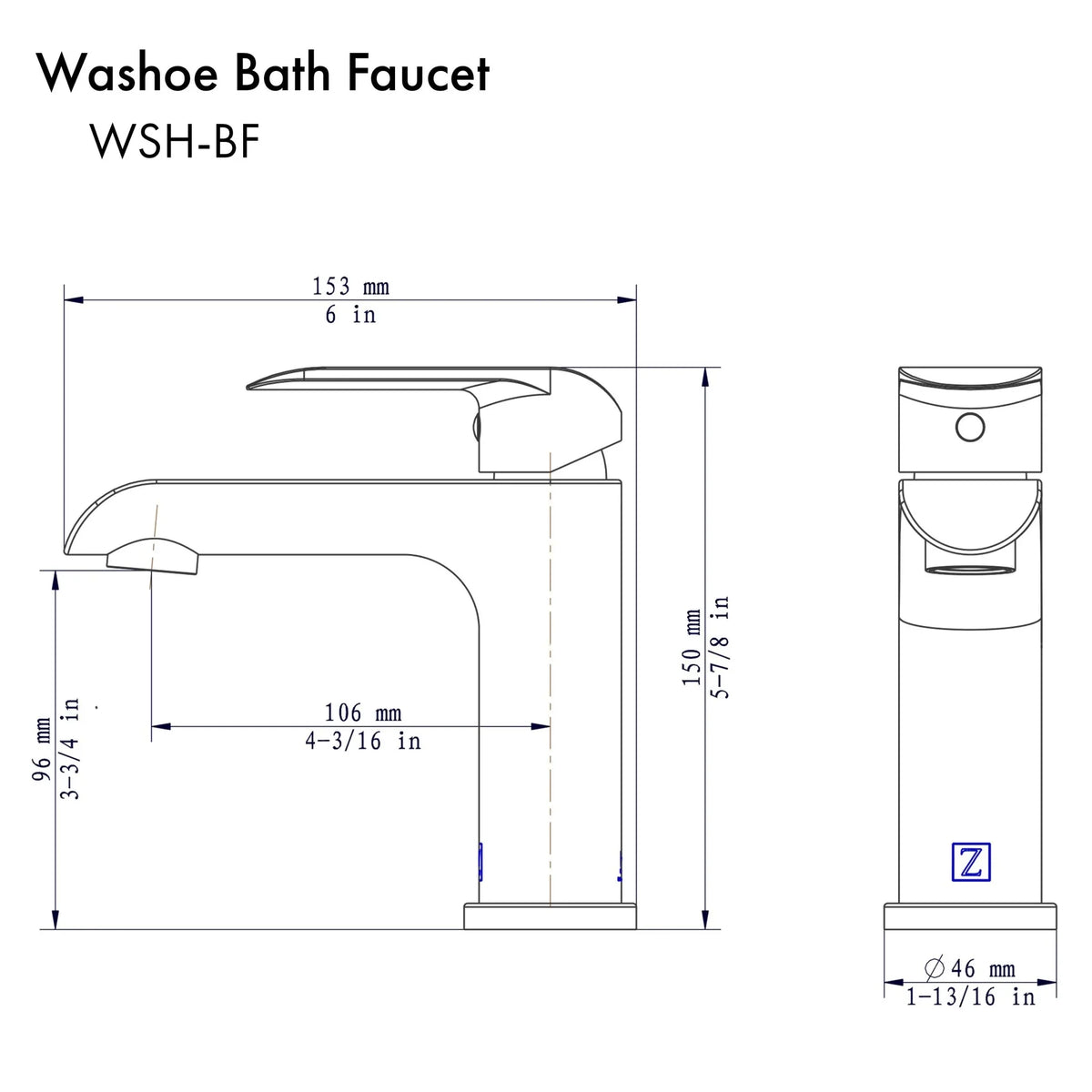 ZLINE Washoe Bath Faucet in Chrome