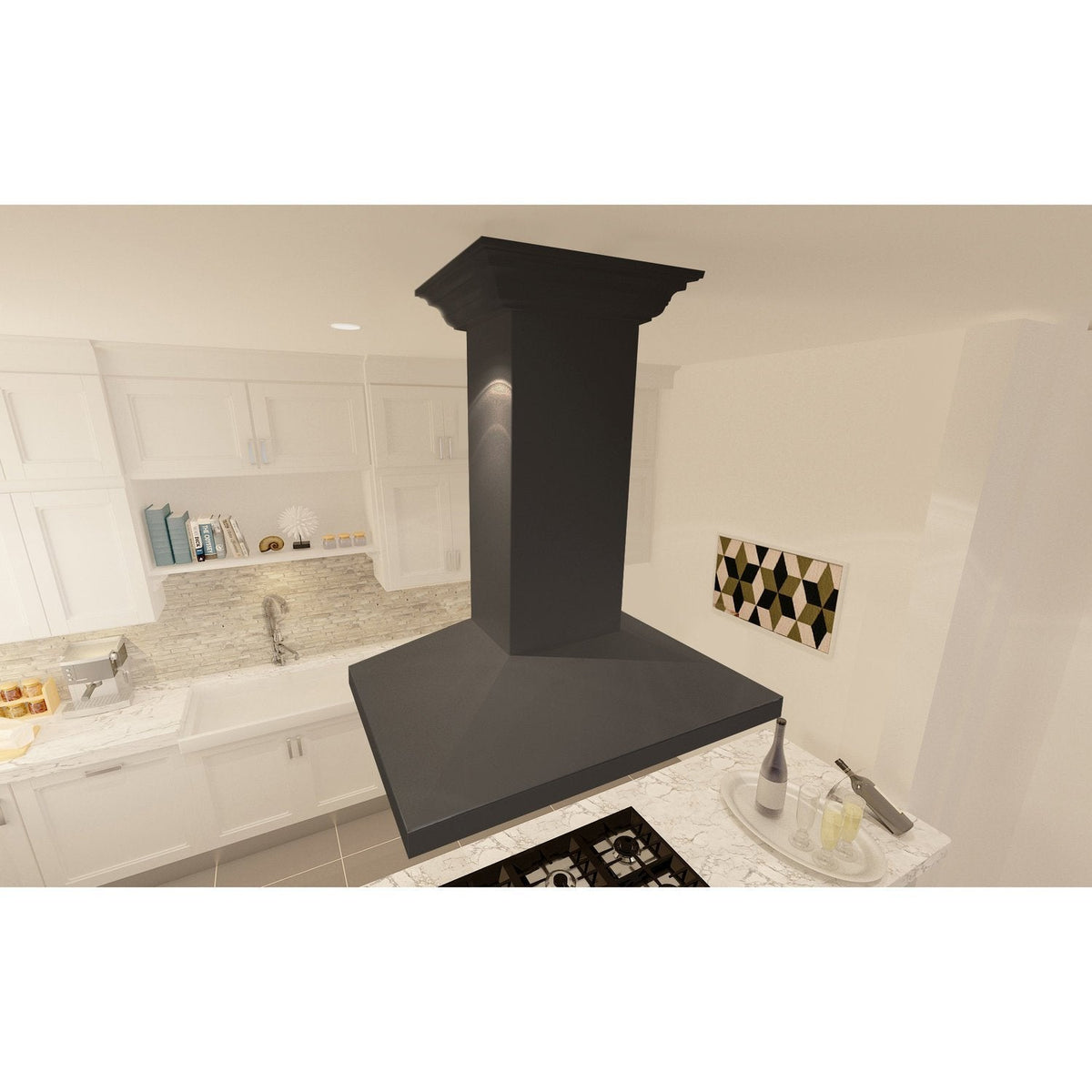 ZLINE Wooden Island Mount Range Hood in Black