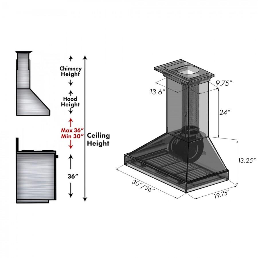 ZLINE Wooden Wall Mount Range Hood in Rustic Dark Finish - Includes Motor