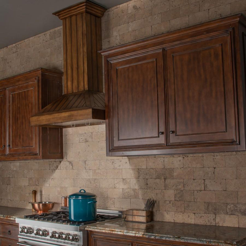 ZLINE Wooden Wall Mount Range Hood in Rustic Light Finish - Includes Motor 
