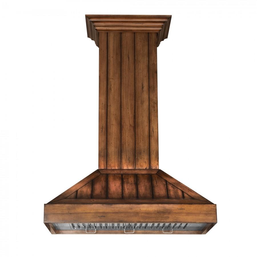 ZLINE Wooden Wall Mount Range Hood in Rustic Light Finish - Includes Motor 