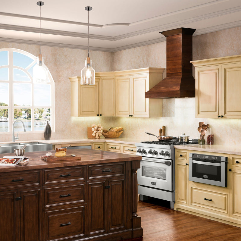 ZLINE Wooden Wall Mount Range Hood in Walnut - Includes Motor - KBRR