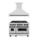 ZLINE 48 in. Autograph Edition Kitchen Package with Stainless Steel Dual Fuel Range and Range Hood with Matte Black Accents (2AKP-RARH48-MB) - MyBBQDirect