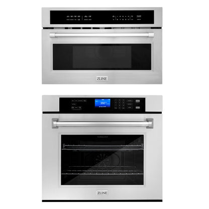 ZLINE Stainless Steel 30 in. Built-in Convection Microwave Oven and 30 in. Single Wall Oven with Self Clean (2KP-MW30-AWS30) - MyBBQDirect