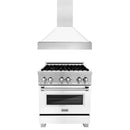 ZLINE 30 in. Kitchen Package with DuraSnow Stainless Steel Dual Fuel Range with White Matte Door and Convertible Vent Range Hood (2KP-RASWMRH30) - MyBBQDirect