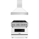 ZLINE 36 in. Kitchen Package with DuraSnow Stainless Steel Dual Fuel Range with White Matte Door and Convertible Vent Range Hood (2KP-RASWMRH36) - MyBBQDirect