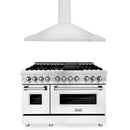 ZLINE 48 in. Kitchen Package with Stainless Steel Dual Fuel Range with White Matte Door and Convertible Vent Range Hood (2KP-RAWMRH48) - MyBBQDirect