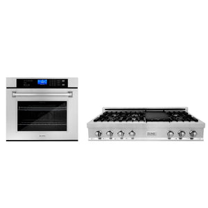 ZLINE Kitchen Package with 48 in. Stainless Steel Rangetop and 48 in. Single Wall Oven (2KP-RTAWS48) - MyBBQDirect
