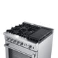 Forno 5-Piece Appliance Package - 30-Inch Gas Range with Air Fryer, Refrigerator, Wall Mount Hood, Microwave Oven, & 3-Rack Dishwasher in Stainless Steel