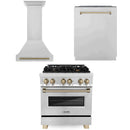 ZLINE 30 in. Autograph Edition Kitchen Package with Stainless Steel Dual Fuel Range and Range Hood with Champagne Bronze Accents (3AKP-RARHDWM30-CB) - MyBBQDirect