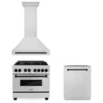 ZLINE 36 in. Autograph Edition Kitchen Package with Stainless Steel Dual Fuel Range, Range Hood and Dishwasher with Matte Black Accents (3AKP-RARHDWM36-MB) - MyBBQDirect