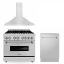 ZLINE 36 in. Kitchen Package with Stainless Steel Dual Fuel Range, Convertible Vent Range Hood and Tall Tub Dishwasher (3KP-RARH36-DWV) - MyBBQDirect