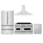 ZLINE Kitchen Package with Refrigeration, 60 in. Stainless Steel Dual Fuel Range, 60 in. Convertible Vent Range Hood and 24 in. Tall Tub Dishwasher (4KPR-RARH60-DWV) - MyBBQDirect