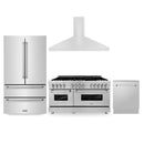 ZLINE Kitchen Package with Refrigeration, 60 in. Stainless Steel Dual Fuel Range, 60 in. Convertible Vent Range Hood and 24 in. Tall Tub Dishwasher (4KPR-RARH60-DWV) - MyBBQDirect