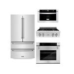 ZLINE Kitchen Package with Refrigeration, 30 in. Stainless Steel Rangetop, 30 in. Single Wall Oven, 30 in. Microwave Oven (4KPR-RT30-MWAWS) - MyBBQDirect