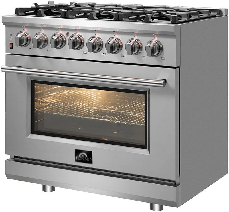 Forno Massimo 36-Inch Freestanding Dual Fuel Range in Stainless Steel (FFSGS6125-36)