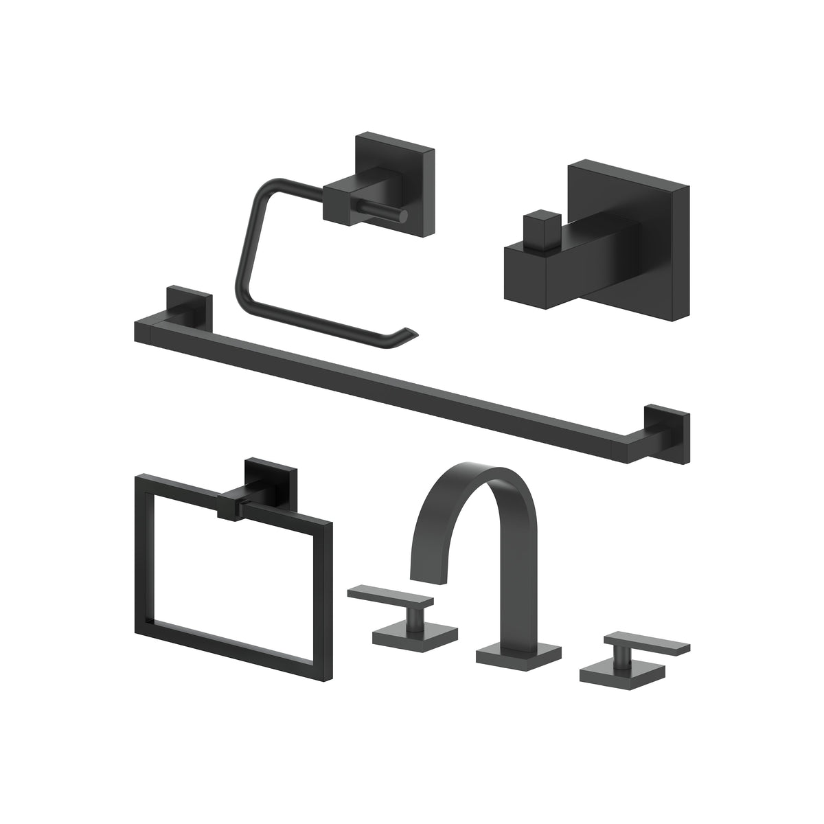 ZLINE Bliss Bathroom Package with Faucet, Towel Rail, Hook, Ring and Toilet Paper Holder with Color Options (5BP-BLSACCF) - MyBBQDirect