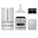 ZLINE Kitchen Package with Refrigeration, 30 in. Stainless Steel Dual Fuel Range, 30 in. Convertible Vent Range Hood, 24 in. Microwave Drawer, and 24 in. Tall Tub Dishwasher (5KPR-RARH30-MWDWV) - MyBBQDirect