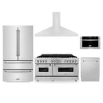 ZLINE Kitchen Package with Refrigeration, 60 in. Stainless Steel Dual Fuel Range, 60 in. Convertible Vent Range Hood, 24 in. Microwave Drawer, and 24 in. Tall Tub Dishwasher (5KPR-RARH60-MWDWV) - MyBBQDirect