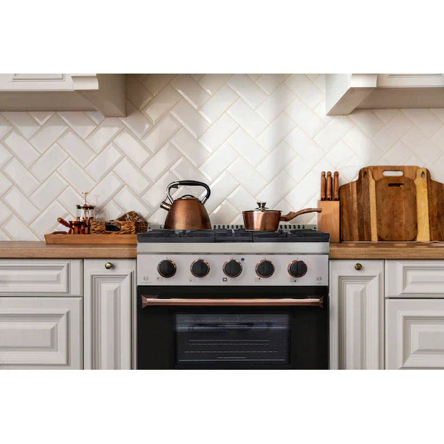 Kucht Signature 30" Pro-Style Dual Fuel Range in White Oven Door & Rose Gold (KDF302-W-ROSE)