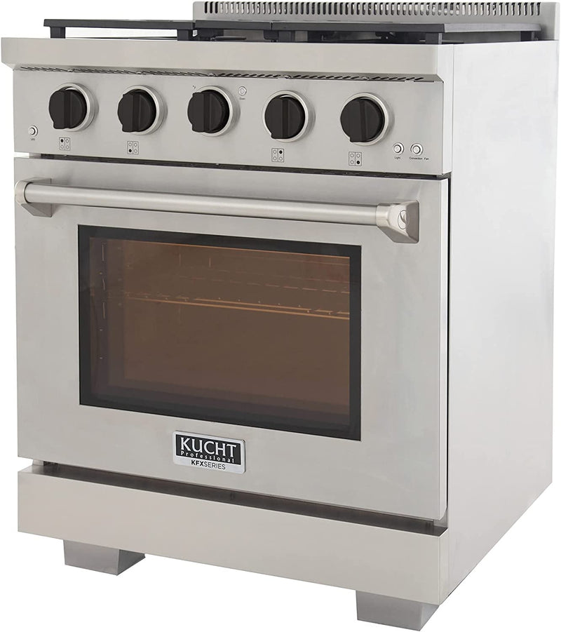 Kucht 30-Inch Gas Range in Stainless Steel with Black Knob (KFX300-K)