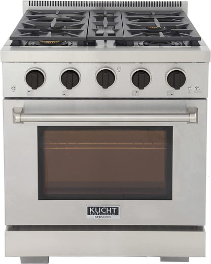 Kucht 30-Inch Gas Range in Stainless Steel with Black Knob (KFX300-K) - MyBBQDirect