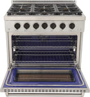 Kucht 36-Inch Gas Range in Stainless Steel with Black Knob (KFX360-K)