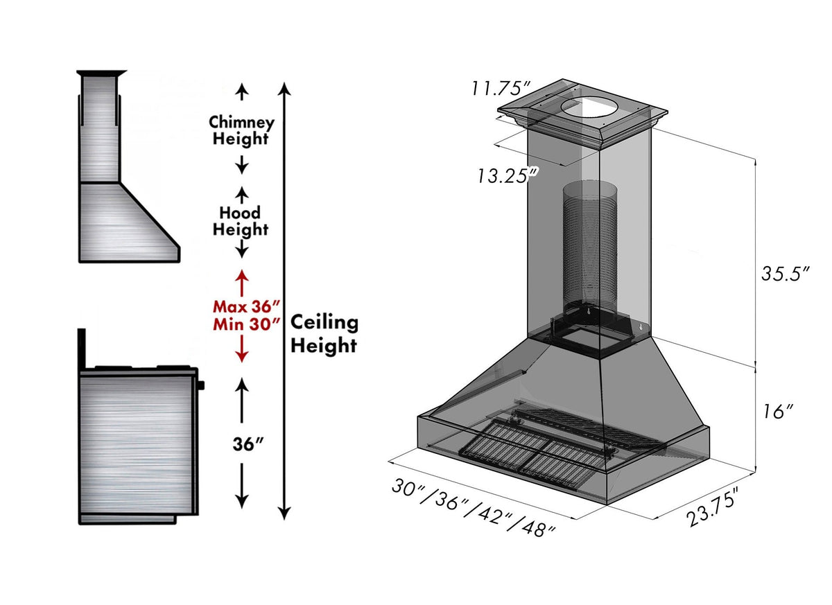 ZLINE Fingerprint Resistant Stainless Steel Range Hood with Fingerprint Resistant Shell (8654SN) - MyBBQDirect