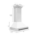 ZLINE 36 in. Autograph Edition Kitchen Package with Stainless Steel Dual Fuel Range with White Matte Door and Range Hood with Matte Black Accents (2AKP-RAWMRH36-MB)