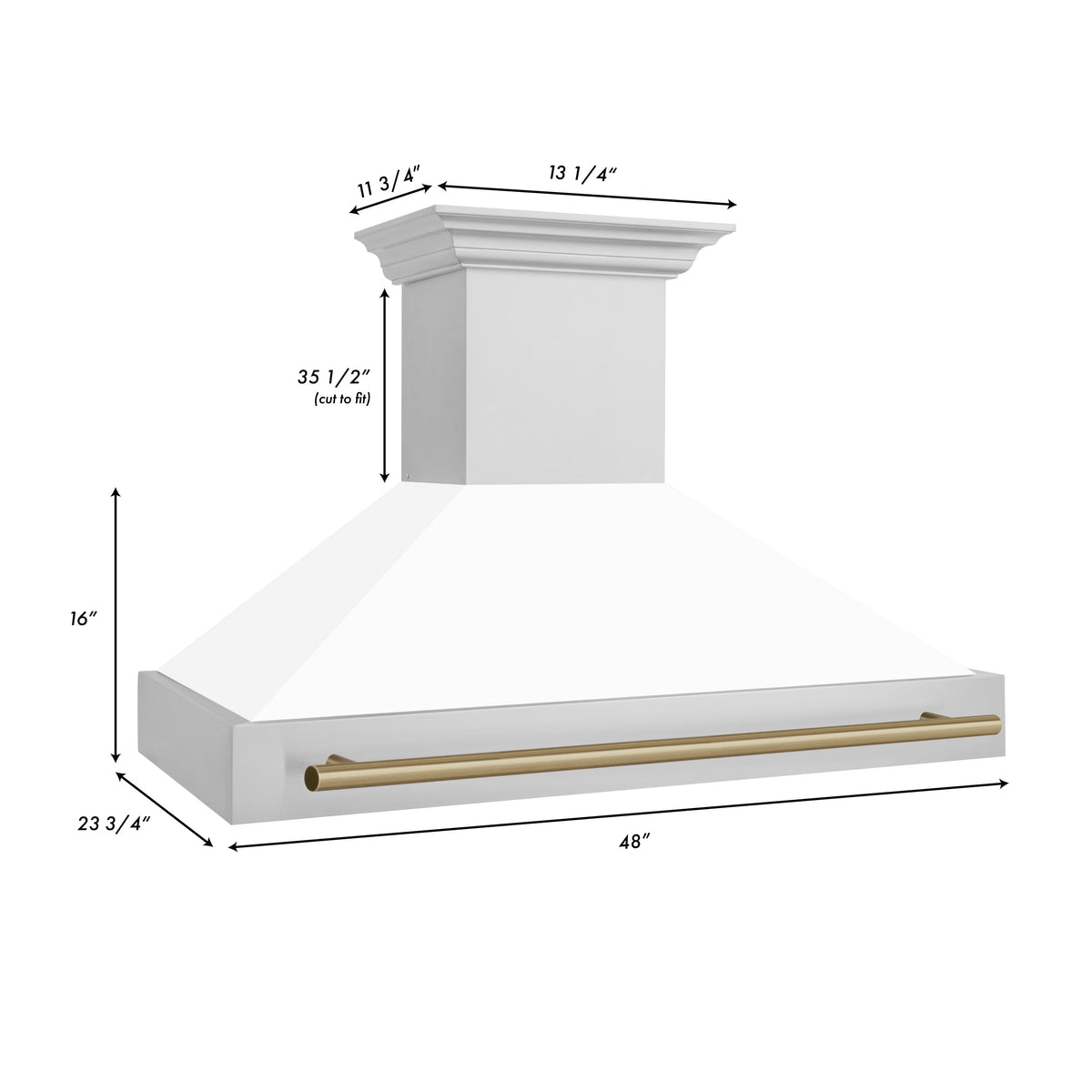ZLINE 48 in. Autograph Edition Kitchen Package with Stainless Steel Dual Fuel Range with White Matte Door and Range Hood with Champagne Bronze Accents (2AKP-RAWMRH48-CB) - MyBBQDirect