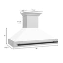 ZLINE 48 in. Autograph Edition Kitchen Package with Stainless Steel Dual Fuel Range with White Matte Door and Range Hood with Matte Black Accents (2AKP-RAWMRH48-MB) - MyBBQDirect